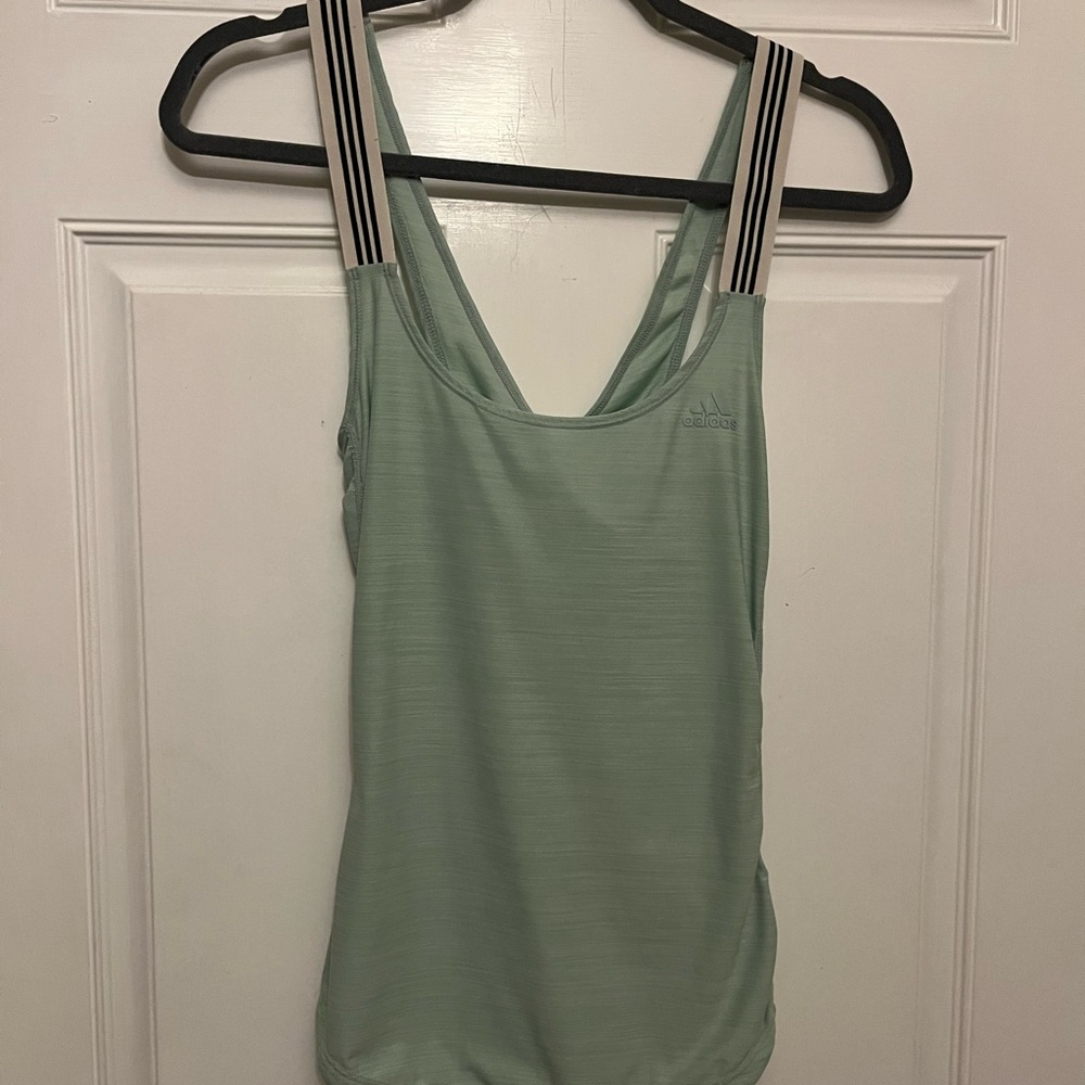 Adidas Women's Mint Green Tank Top with Striped Straps
